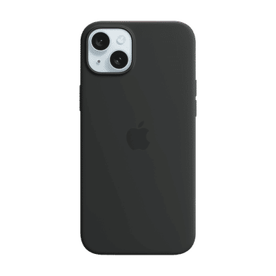 Apple Soft Silicone Back Cover for Apple iPhone 15 Plus (MagSafe Charging Support, Black)