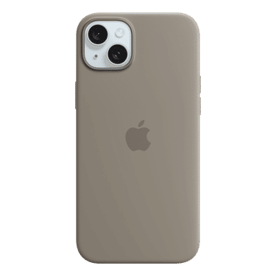 Apple Soft Silicone Back Cover for Apple iPhone 15 Plus (Supports Wireless Charging, Clay)