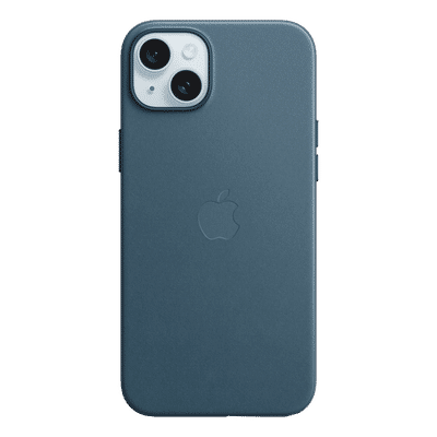 Apple Soft FineWoven Back Cover for Apple iPhone 15 Plus (MagSafe Charging Support, Pacific Blue)