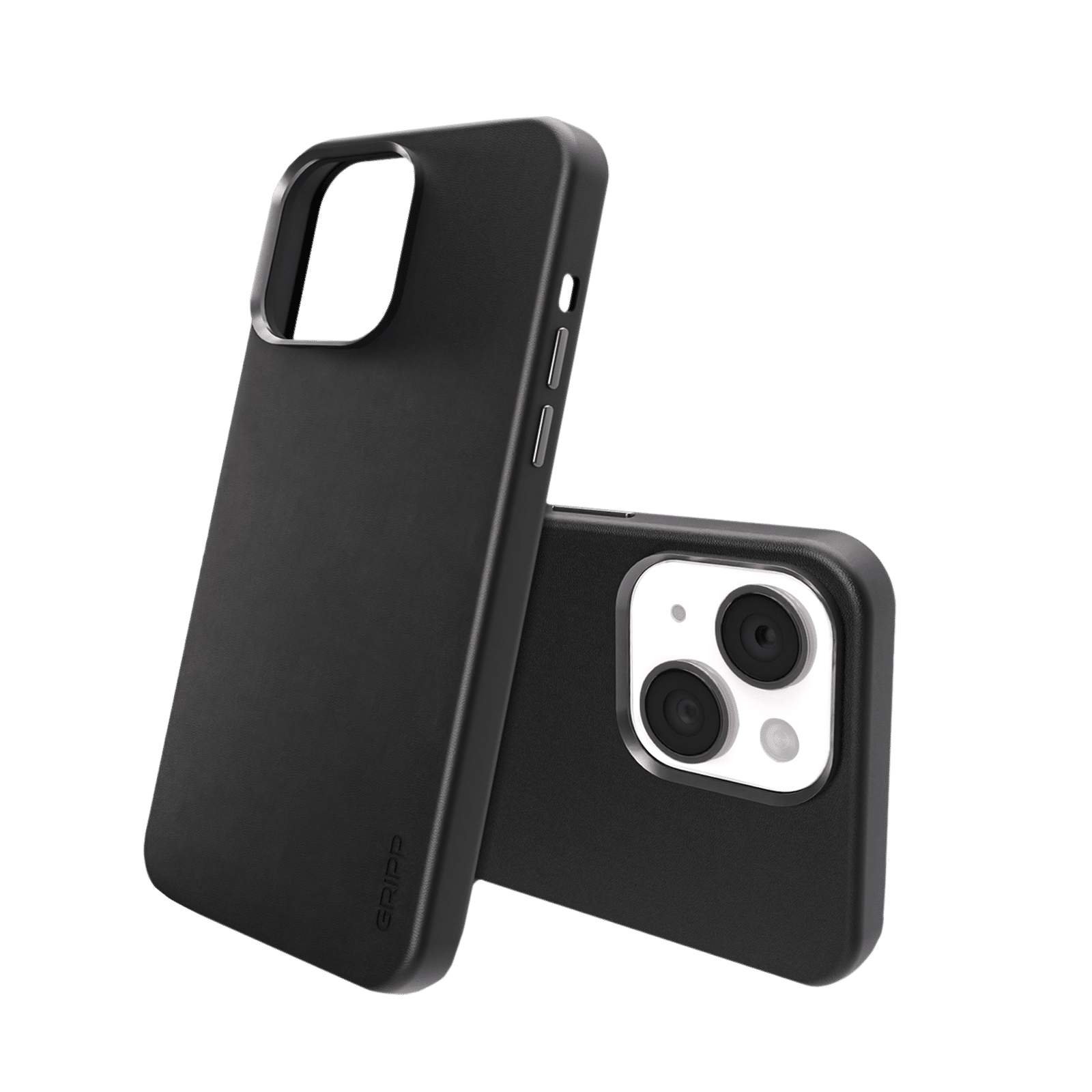 GRIPP Vintage Leather Back Cover for Apple iPhone 15 (MagSafe Compatible, Black)_2