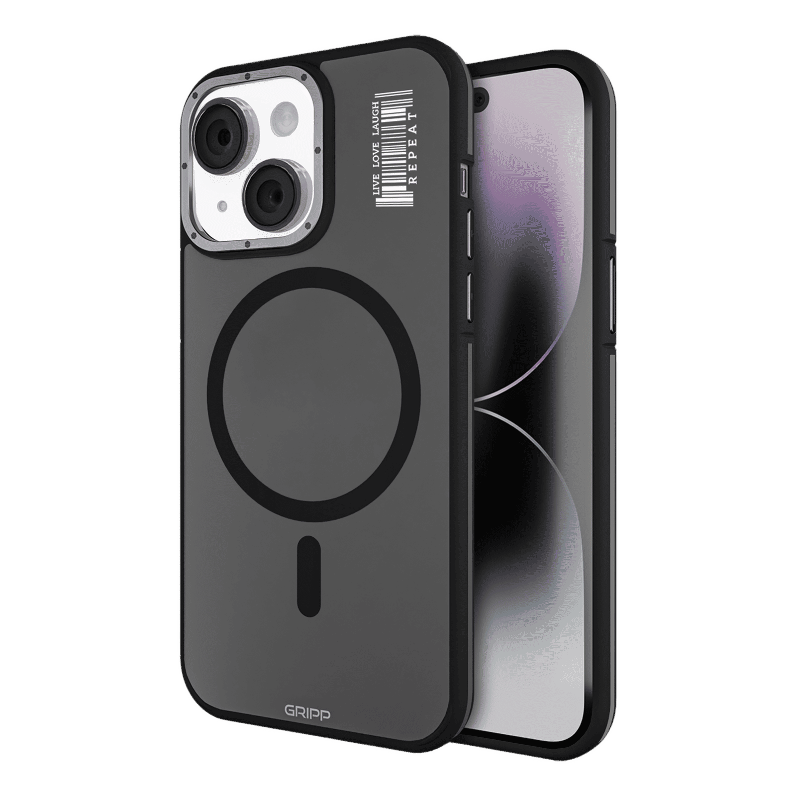 GRIPP Rubon Silicon Back Cover for Apple iPhone 15 (MagSafe Compatible, Black)_1