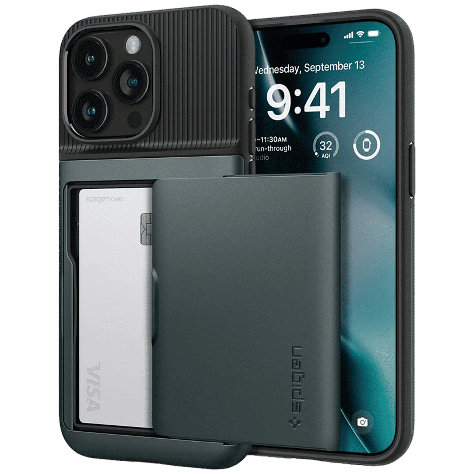 spigen Slim Armor CS PC and TPU Back Cover for iPhone 15 Pro Max (Air Cushion Technology, Abyss Green) spigen Slim Armor CS PC and TPU Back Cover for iPhone 15 Pro Max (Air Cushion Technology, Abyss Green)_1