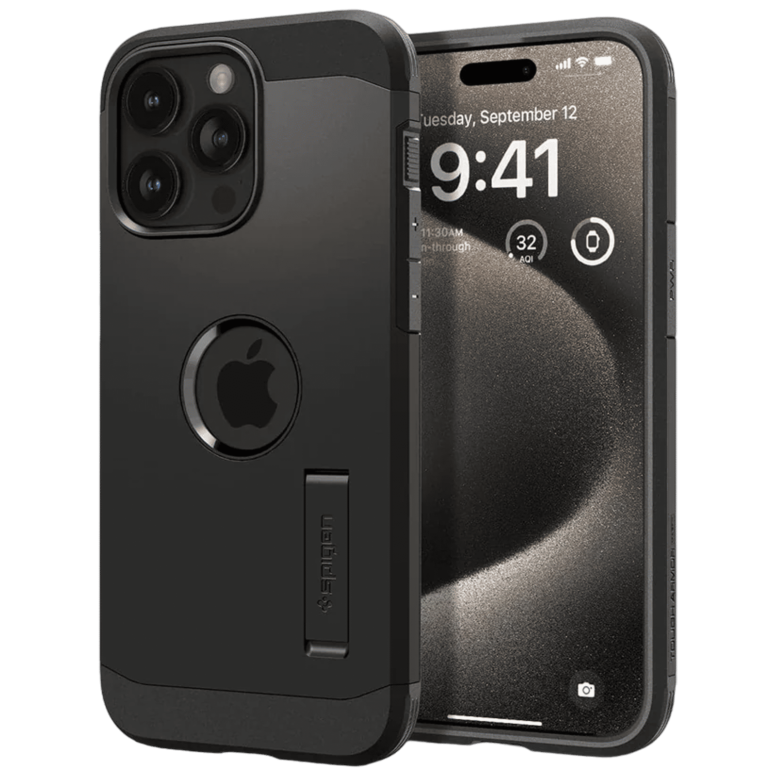 spigen Tough Armor Hard TPU Back Cover for Apple iPhone 15 Pro (Military Grade, Black)_1
