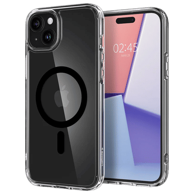 spigen Ultra Hybrid TPU and Polycarbonate Back Cover for Apple iPhone 15 (Supports Wireless Charging, Black)