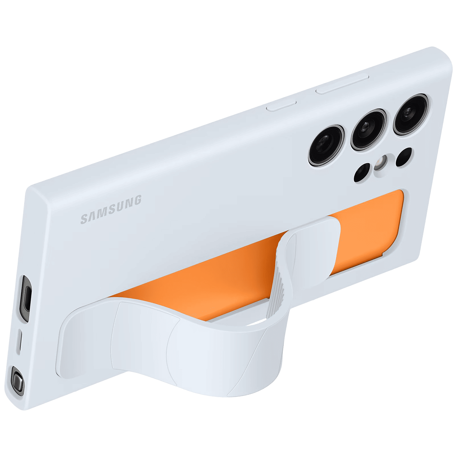 SAMSUNG Standing Grip Silicone Back Case for SAMSUNG Galaxy S24 Ultra (Smooth and Silky Texture, Light Blue)_3