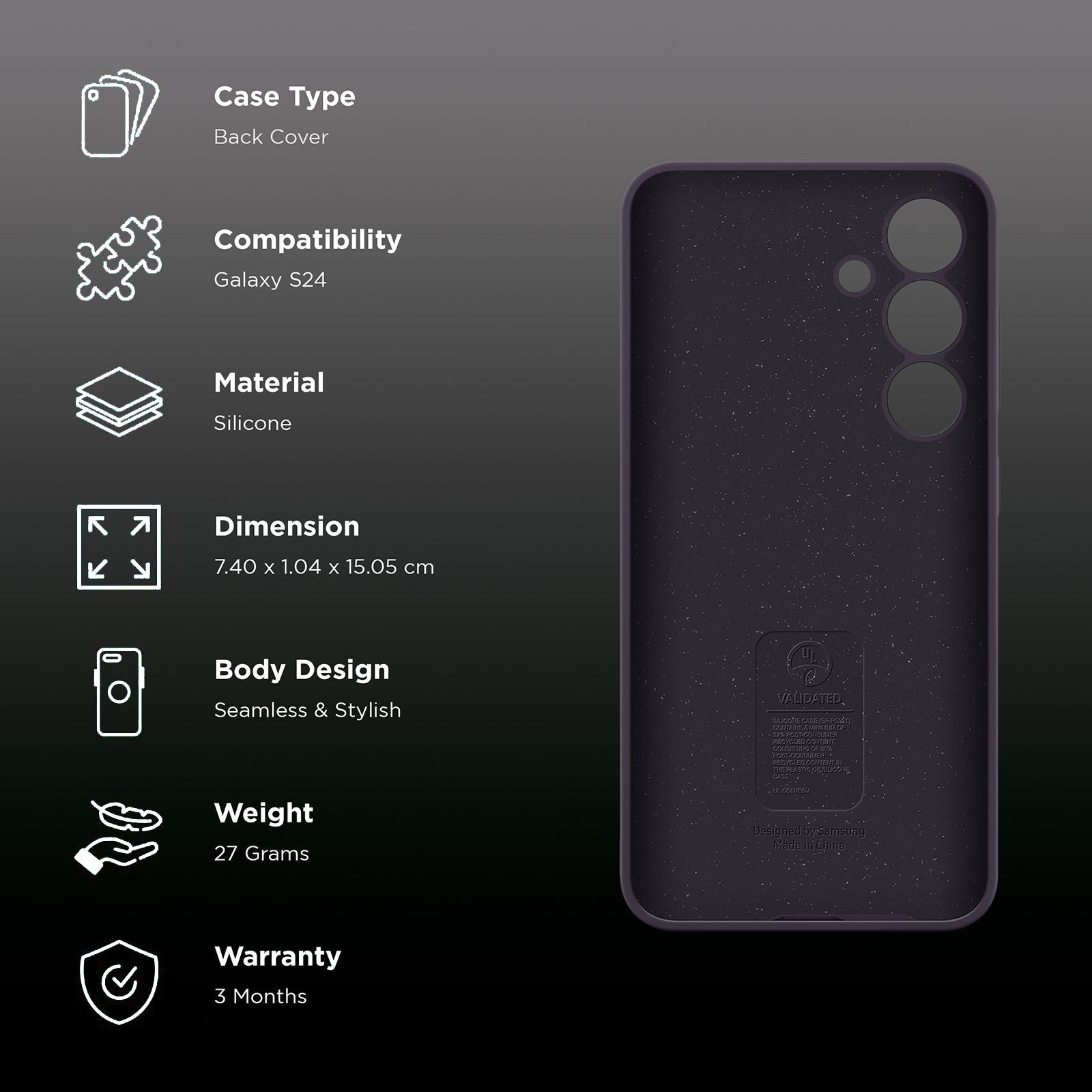 SAMSUNG Silicone Back Cover for Galaxy S24 (Combining Style and Durability, Violet) SAMSUNG Silicone Back Cover for Galaxy S24 (Combining Style and Durability, Violet)_2