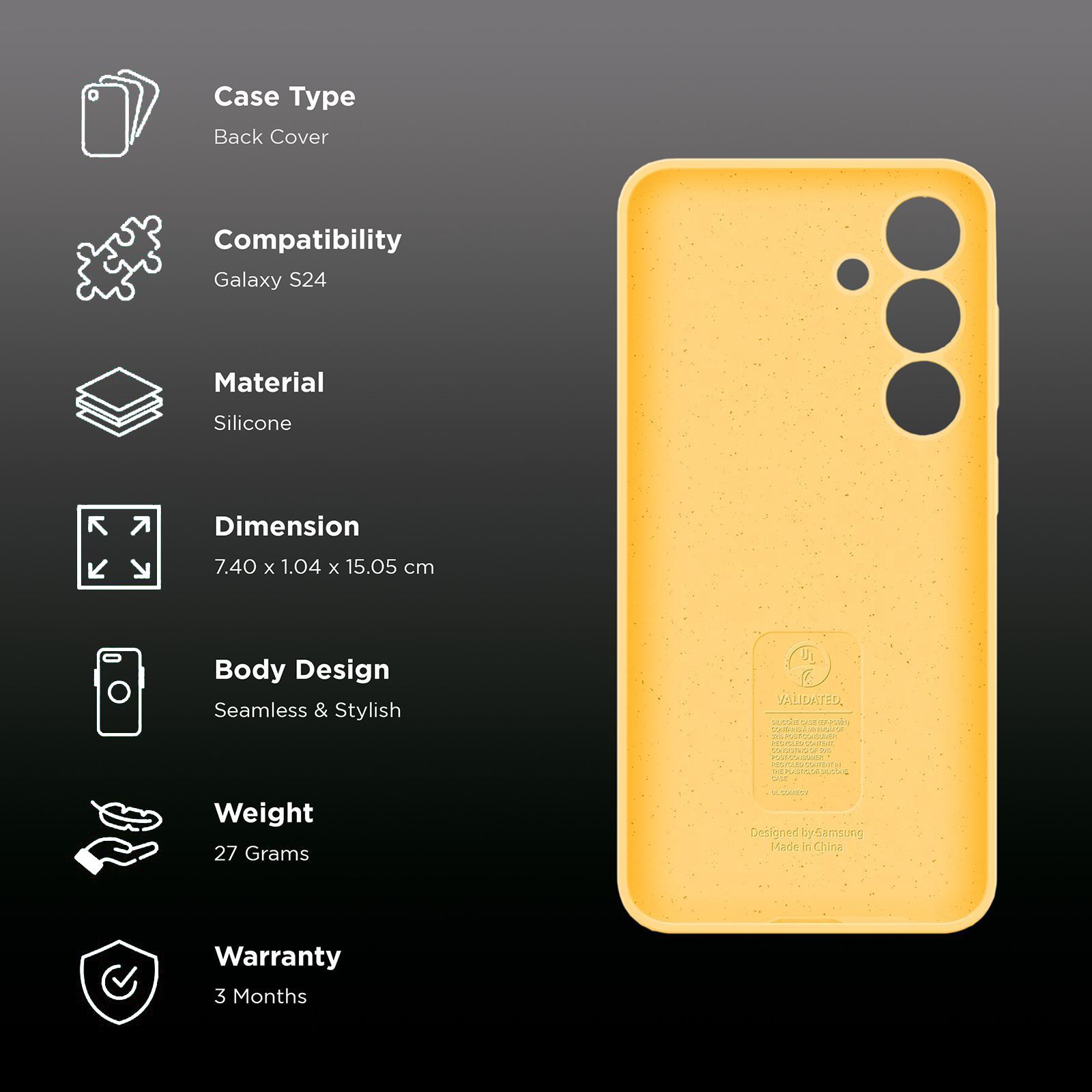 SAMSUNG Silicone Back Cover for Galaxy S24 (Combining Style and Durability, Yellow) SAMSUNG Silicone Back Cover for Galaxy S24 (Combining Style and Durability, Yellow)_2