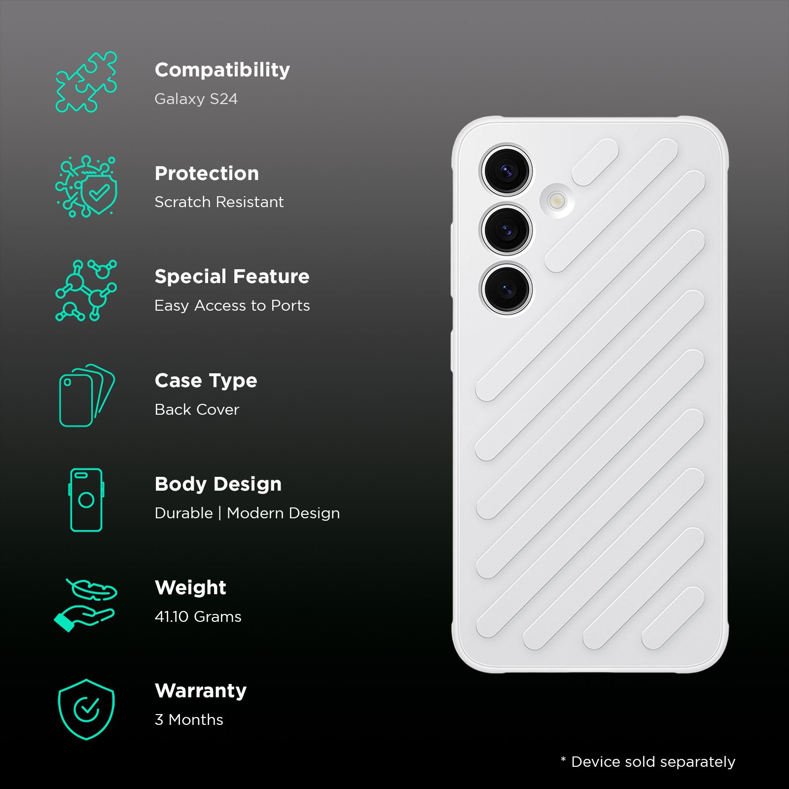 SAMSUNG Shield Back Cover for SAMSUNG Galaxy S24 (Durable and Modern, Light Gray)_2