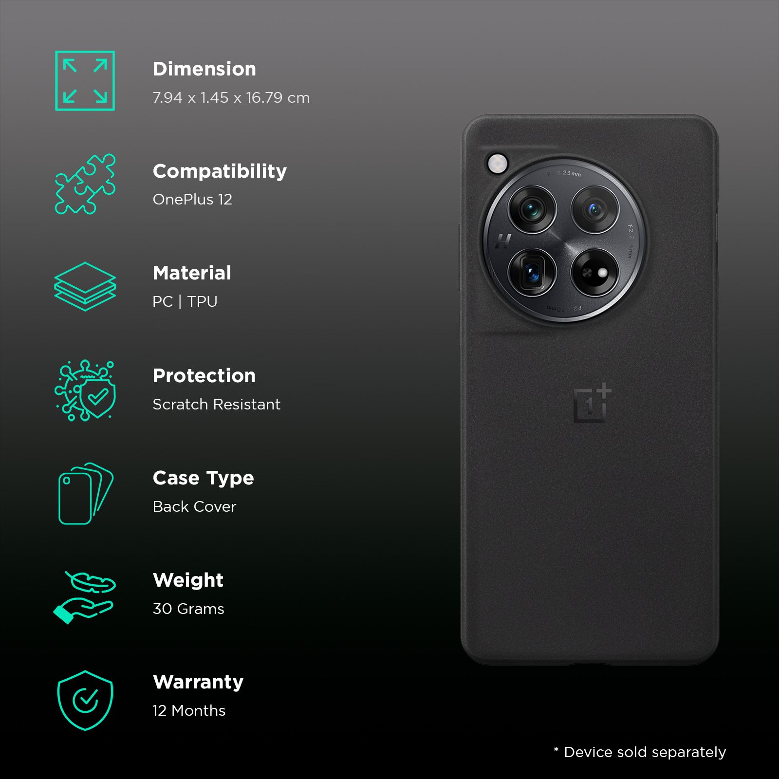 OnePlus OPC16 Polycarbonate & TPU Back Cover for OnePlus 12 (Anti Fingerprint, Black) OnePlus OPC16 Polycarbonate & TPU Back Cover for OnePlus 12 (Anti Fingerprint, Black)_2