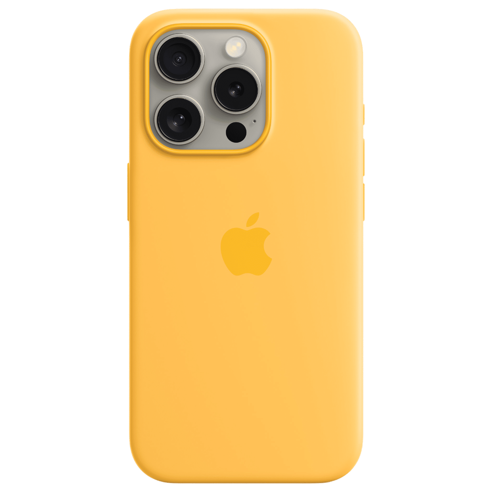 Apple Soft Silicone Back Cover for Apple iPhone 15 Pro (Supports Wireless Charging, Sunshine)_2