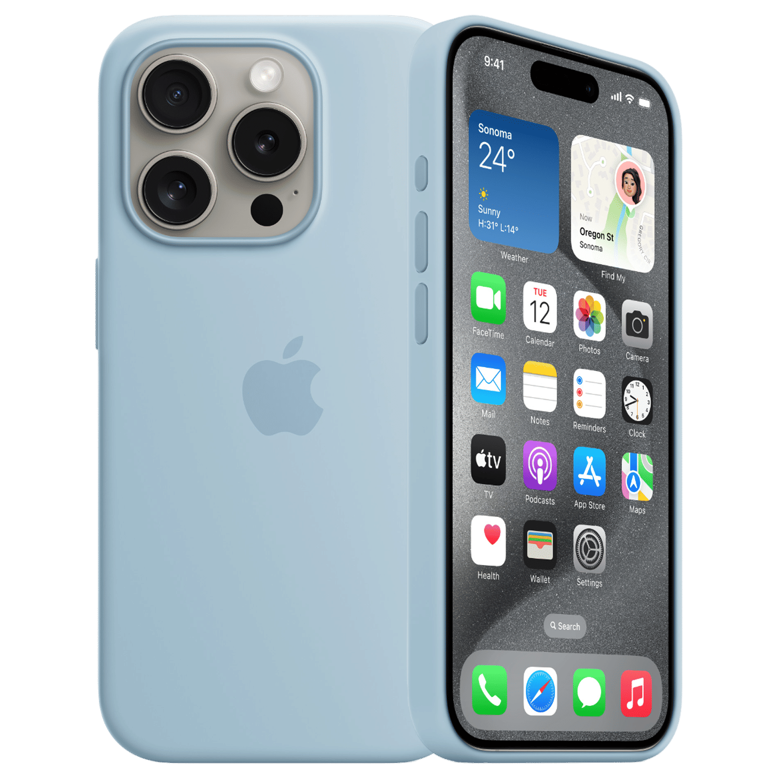 Apple Soft Silicone Back Cover for Apple iPhone 15 Pro (Supports Wireless Charging, Light Blue) Apple Soft Silicone Back Cover for Apple iPhone 15 Pro (Supports Wireless Charging, Light Blue)_1