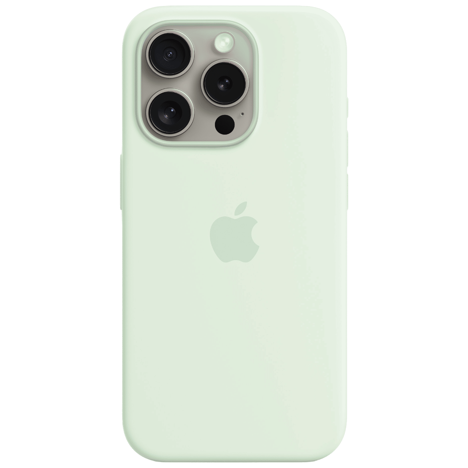 Apple Soft Silicone Back Cover for Apple iPhone 15 Pro Max (Supports Wireless Charging, Soft Mint)_2