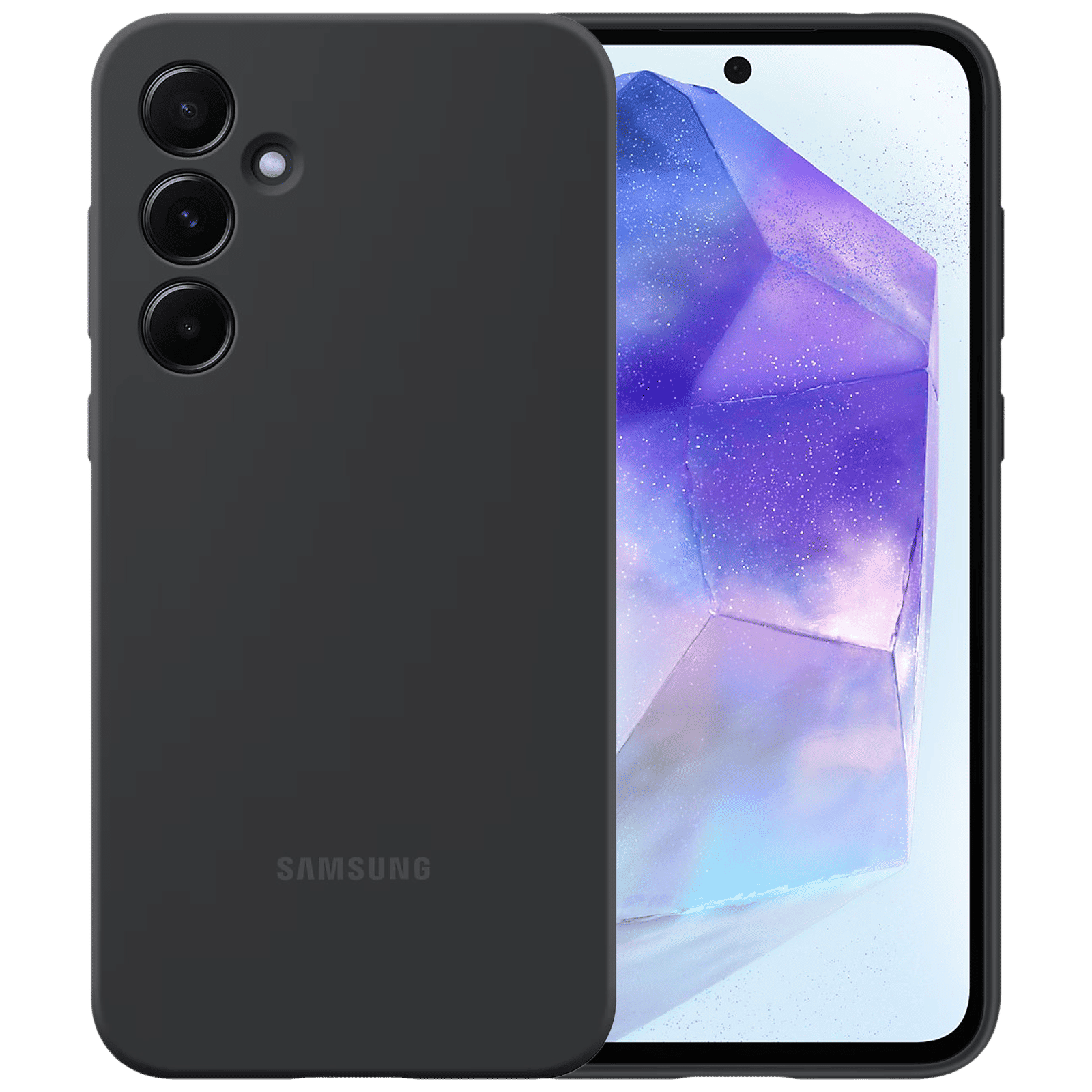 SAMSUNG Silicone Back Cover for SAMSUNG Galaxy A55 5G (Scratch Protection, Black)_1