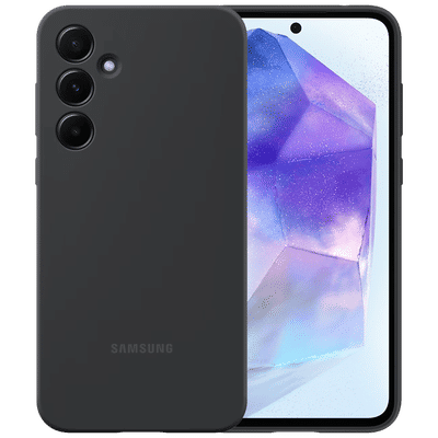 SAMSUNG Silicone Back Cover for SAMSUNG Galaxy A55 5G (Scratch Protection, Black)