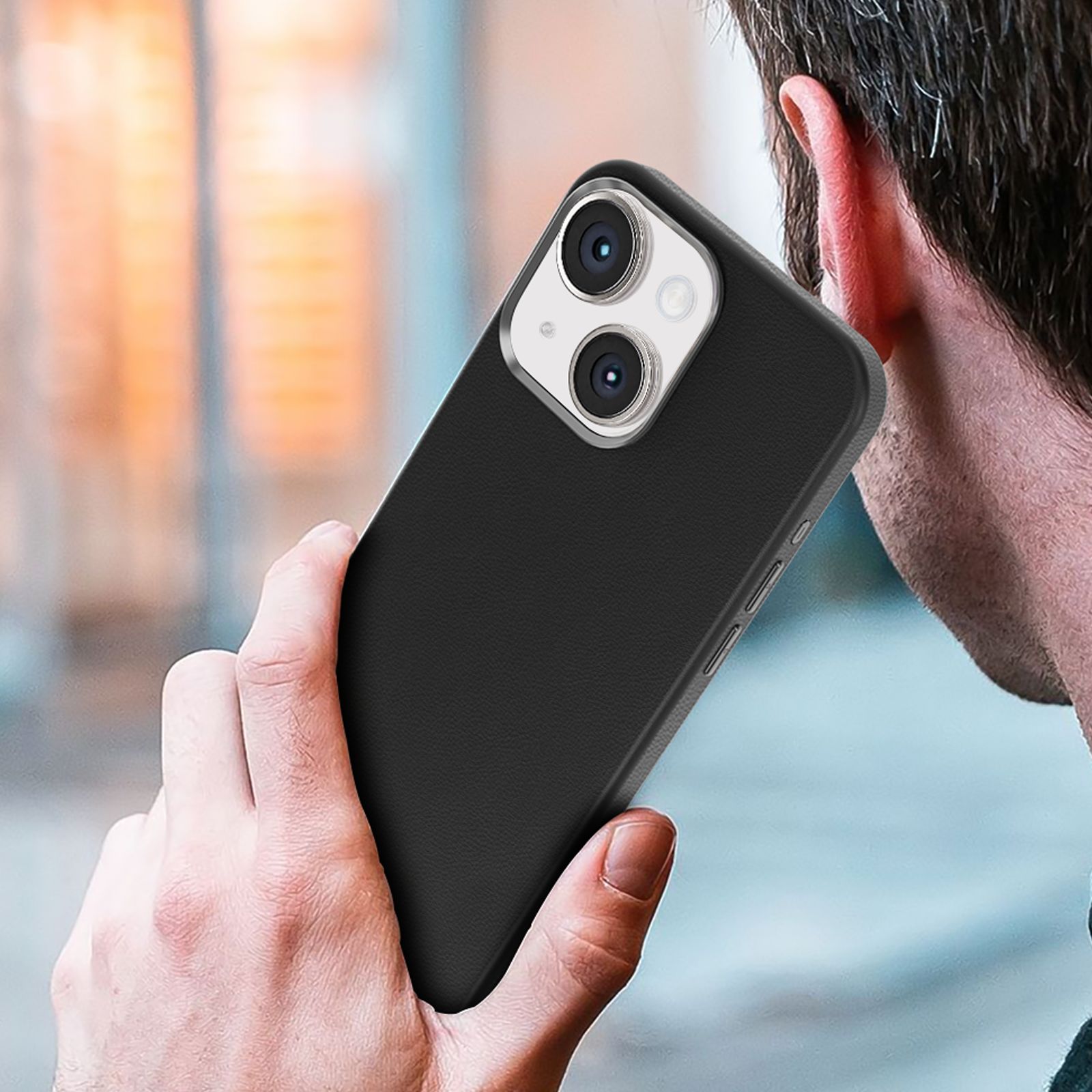 Croma Hard Leather Back Cover for Apple iPhone 15 Plus (MagSafe Compatible, Black) Croma Hard Leather Back Cover for Apple iPhone 15 Plus (MagSafe Compatible, Black)_6