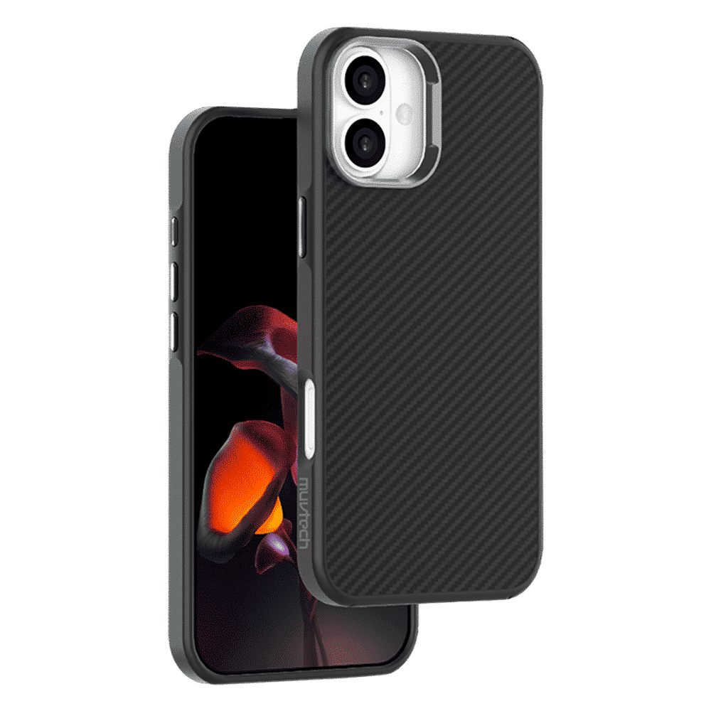 Muvtech CABO Snap Carbon Fiber Back Cover for Apple iPhone 16 (Wireless Charging Compatible, Black)_1