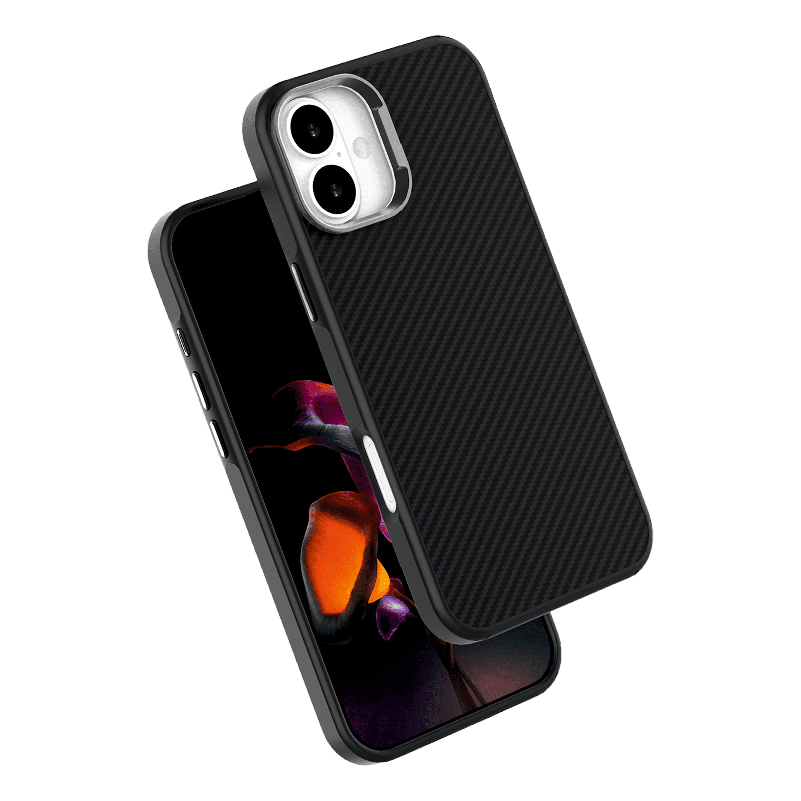 Muvtech CABO Snap Carbon Fiber Back Cover for Apple iPhone 16 (Wireless Charging Compatible, Black)_3