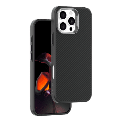 Muvtech CABO Snap Carbon Fiber Back Cover for Apple iPhone 16 Pro Max (Wireless Charging Compatible, Black)