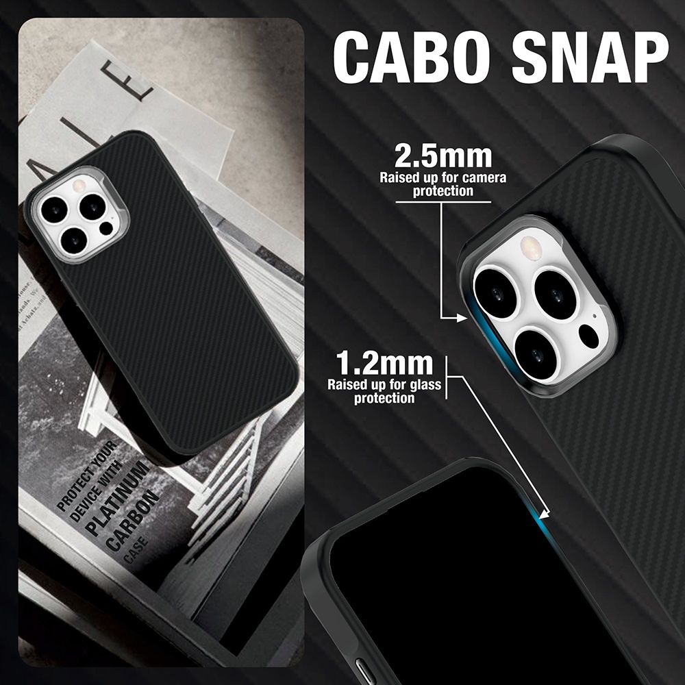 Muvtech CABO Snap Carbon Fiber Back Cover for Apple iPhone 16 Pro Max (Wireless Charging Compatible, Black)_4