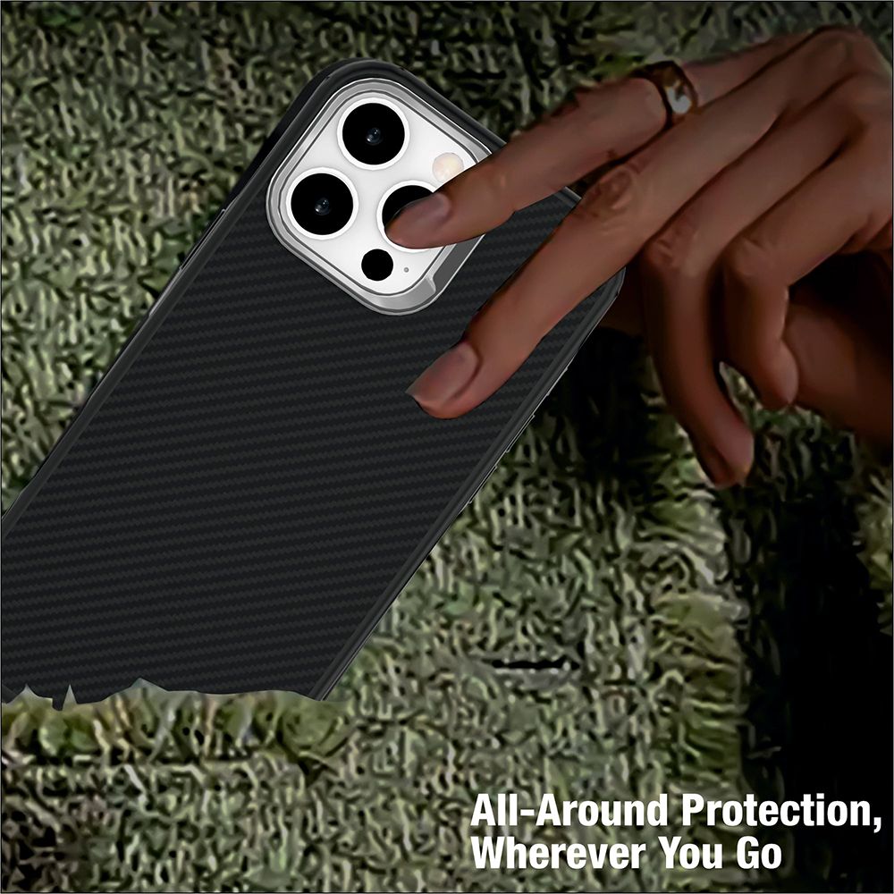 Muvtech CABO Snap Carbon Fiber Back Cover for Apple iPhone 16 Pro Max (Wireless Charging Compatible, Black)_5
