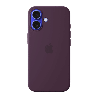 Apple Soft Silicone Back Cover for Apple iPhone 16 (MagSafe Charging Support, Plum)