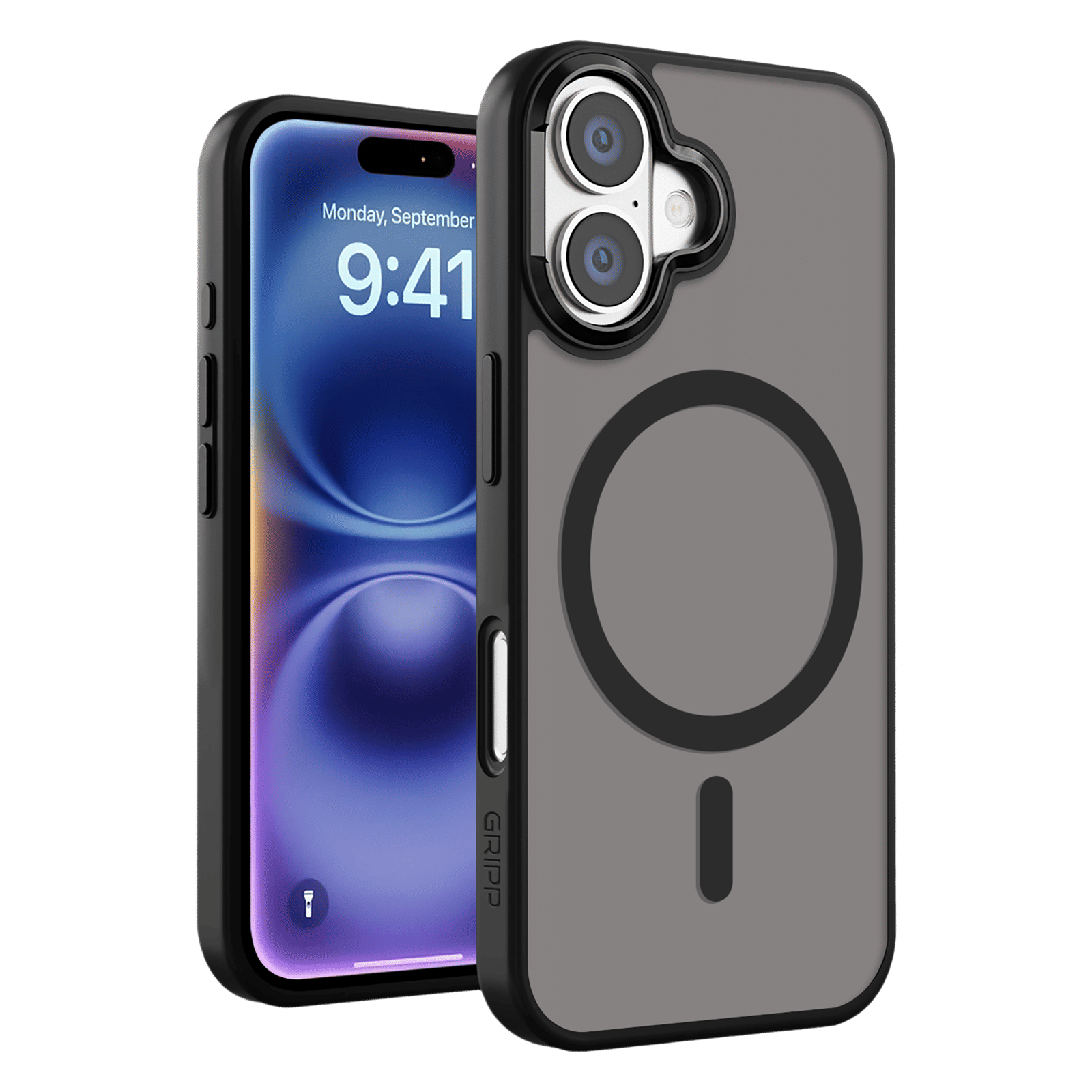 GRIPP Bolt Xtreme Hard & Soft TPU Back Cover for Apple iPhone 16 (MagSafe Compatible, Black)_1