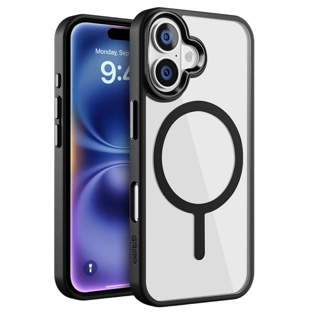 GRIPP Clarion Hard & Soft TPU & Polycarbonate Back Cover for Apple iPhone 16 Plus (MagSafe Compatible, Black)_1