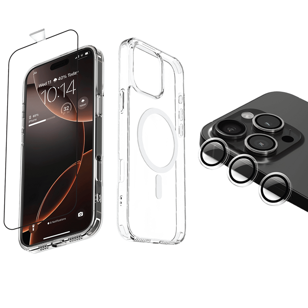 Dr. Vaku Tempered Glass, TPU Back Cover & Camera Lens Protector Combo for Apple iPhone 16 Pro (Supports Wireless Charging, Transparent) Dr. Vaku Tempered Glass, TPU Back Cover & Camera Lens Protector Combo for Apple iPhone 16 Pro (Supports Wireless Charging, Transparent)_1