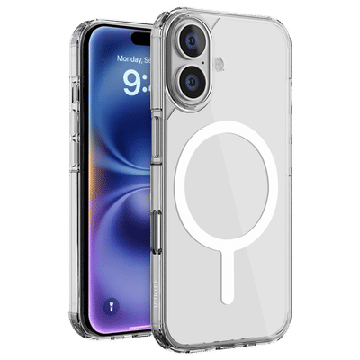 Croma Tempered Glass & TPU Back Cover Combo for Apple iPhone 16 (MagSafe Compatible, Transparent)