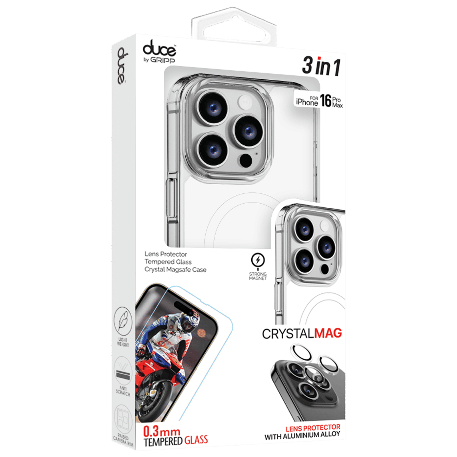 GRIPP Duce TPU Plus PC MagSafe Case, Tempered Glass and Camera Lens Protector Combo for Apple iPhone 16 Pro Max (Supports Wireless Charging, Clear) GRIPP Duce TPU Plus PC MagSafe Case, Tempered Glass and Camera Lens Protector Combo for Apple iPhone 16 Pro Max (Supports Wireless Charging, Clear)_1