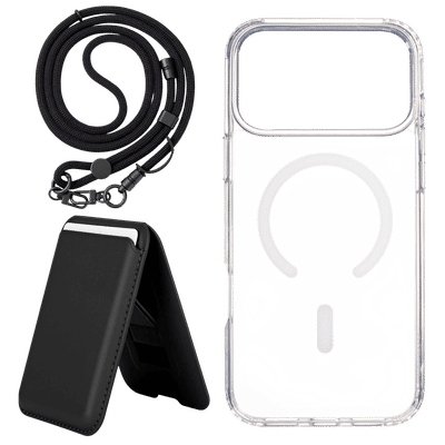 Croma TPU Back Cover, Lanyard & Card Holder Combo for Apple iPhone 17 Pro Max (Magsafe Charging Compatible, Clear)