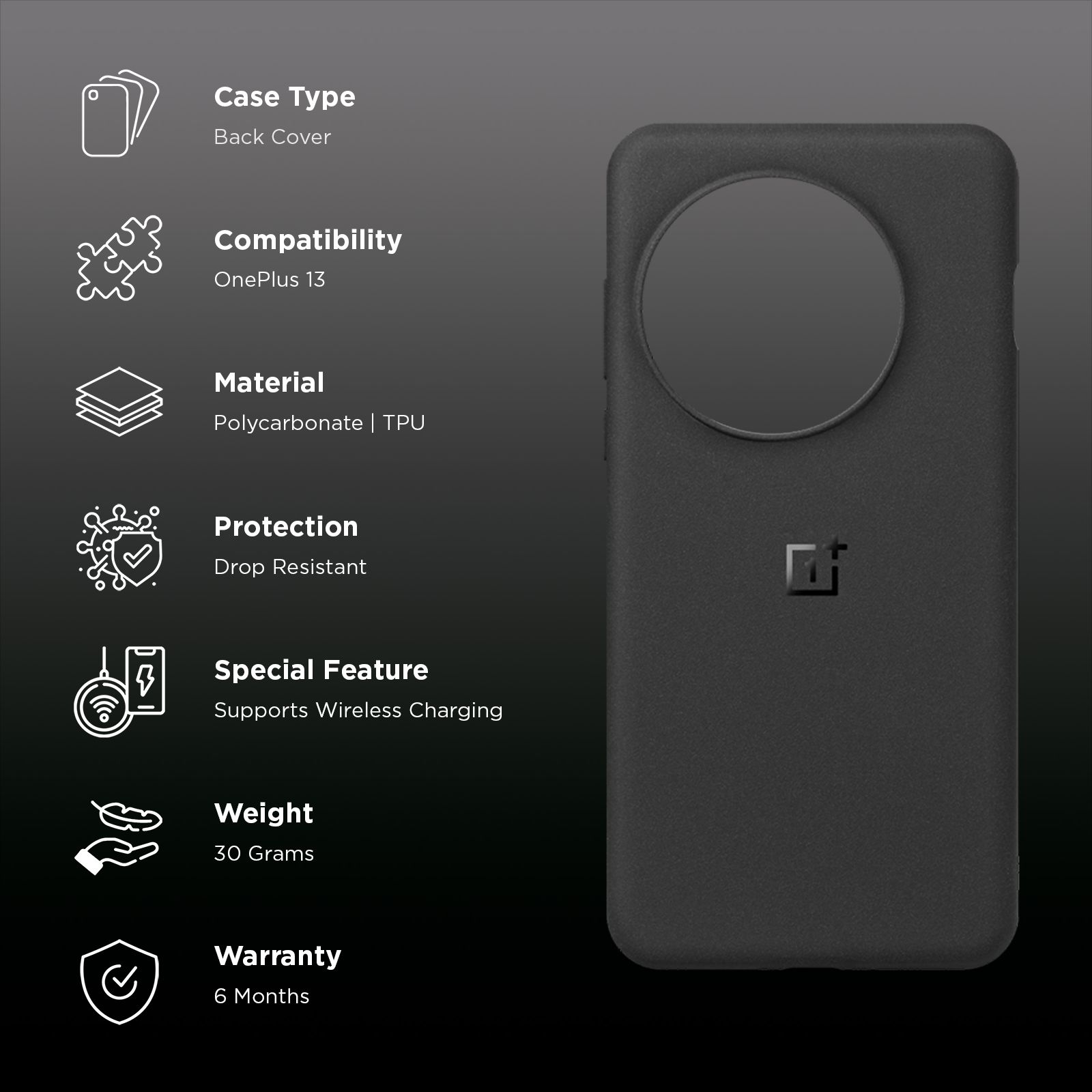 OnePlus Hard PC, TPU Back Cover for OnePlus 13 (Built-in Magnetic Ring, Black) OnePlus Hard PC, TPU Back Cover for OnePlus 13 (Built-in Magnetic Ring, Black)_2