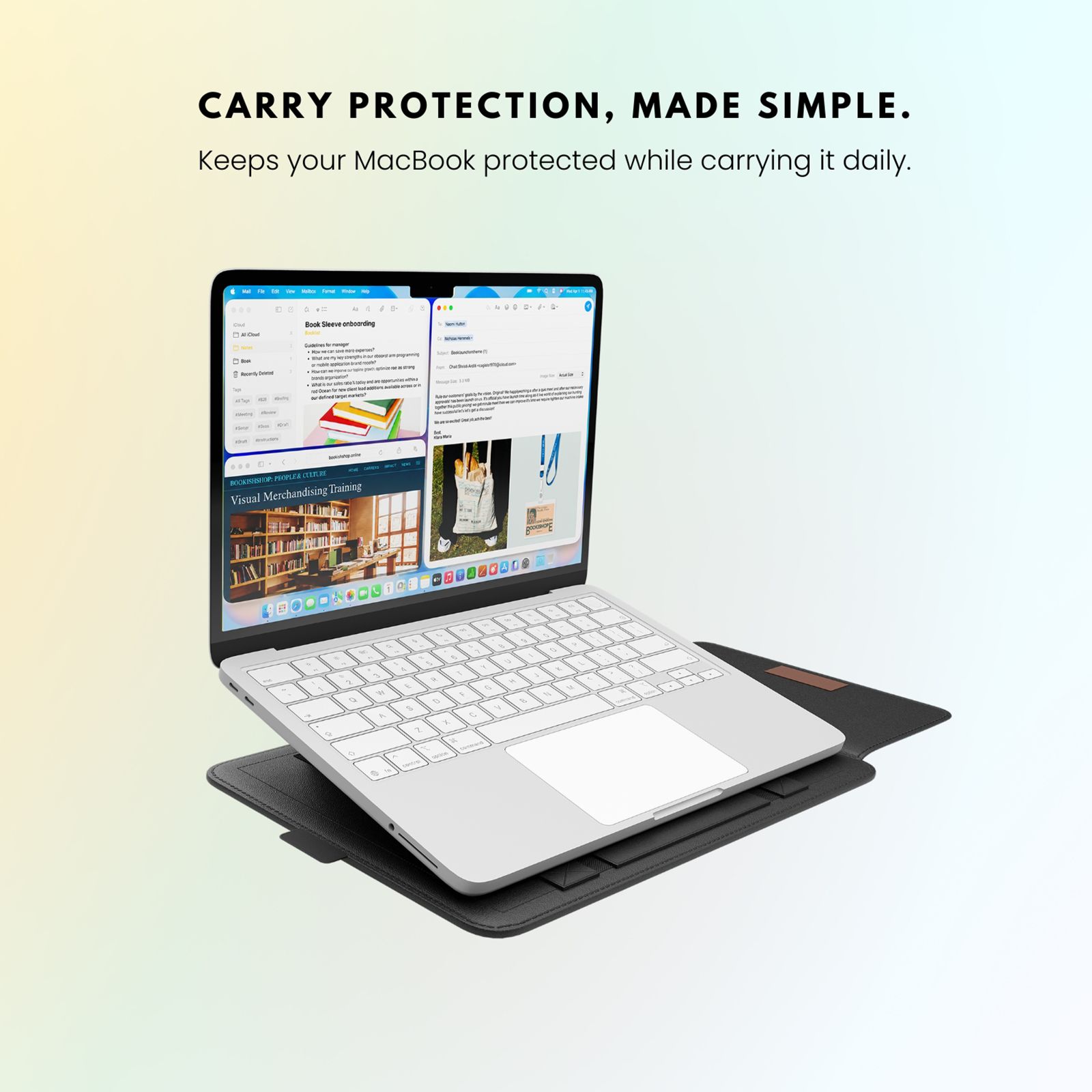 HYPHEN Polyurethane Sleeve, Screen Protector, Keyboard Guard & Hard Shell Combo for Apple Macbook Neo (3 in 1 Design, Black)_2