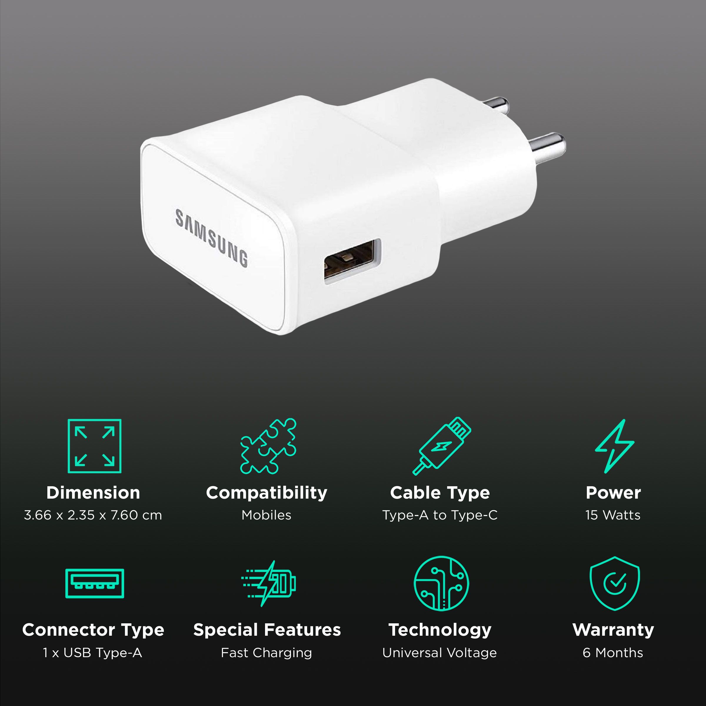 SAMSUNG 15W Type A Fast Charger (Type A to Type C Cable, Universal Voltage, White) SAMSUNG 15W Type A Fast Charger (Type A to Type C Cable, Universal Voltage, White)_2