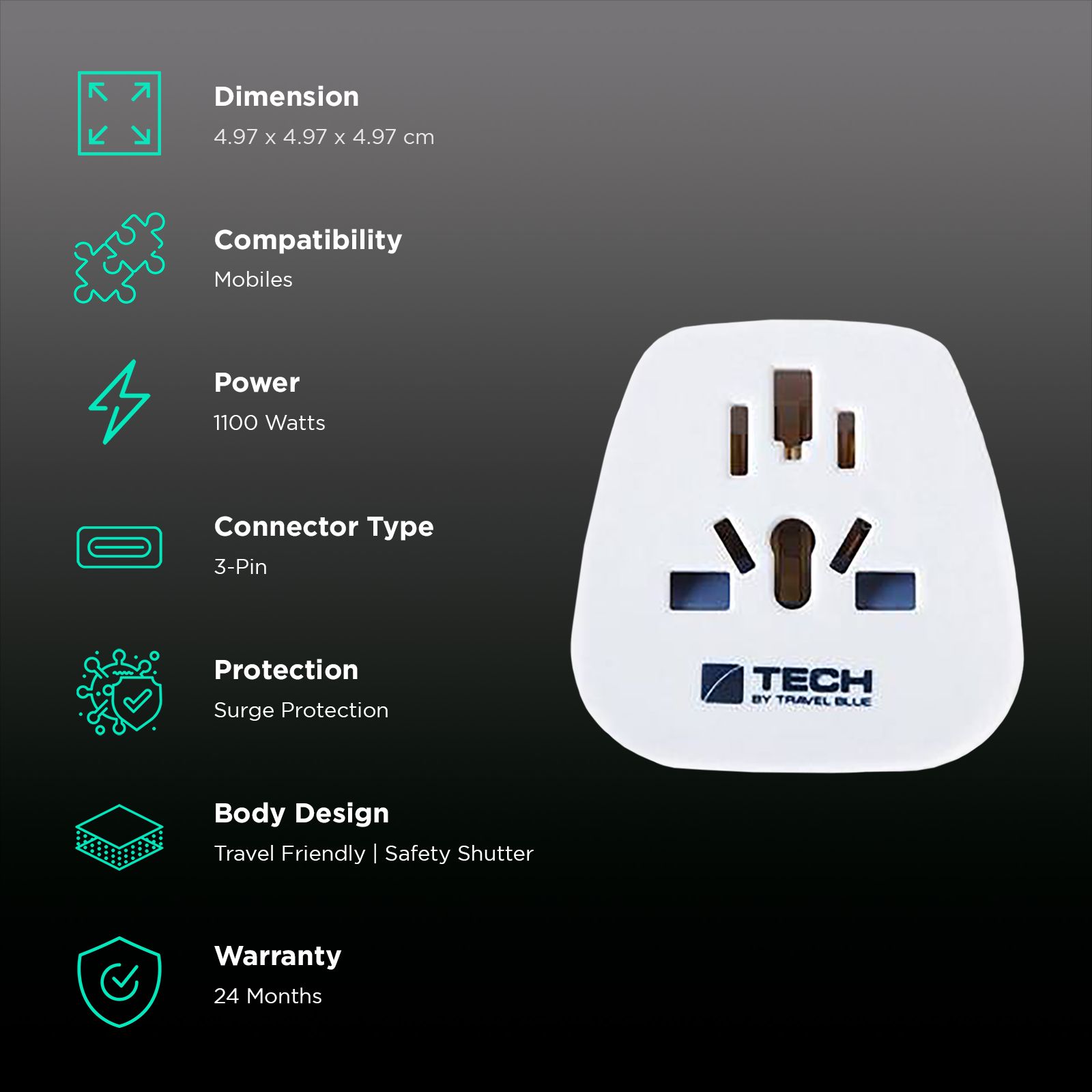 TRAVEL BLUE Tourist Wall Charging Adapterr (957, White) TRAVEL BLUE Tourist Wall Charging Adapterr (957, White)_2