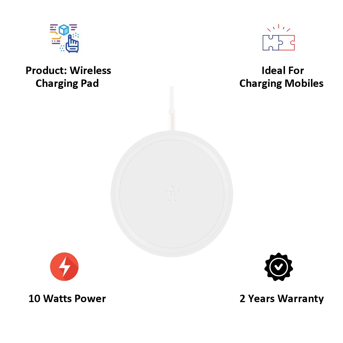 beikin Boost Up Bold 10 W Wireless Charging Pad ( Universal QI Compatibility, White)_5