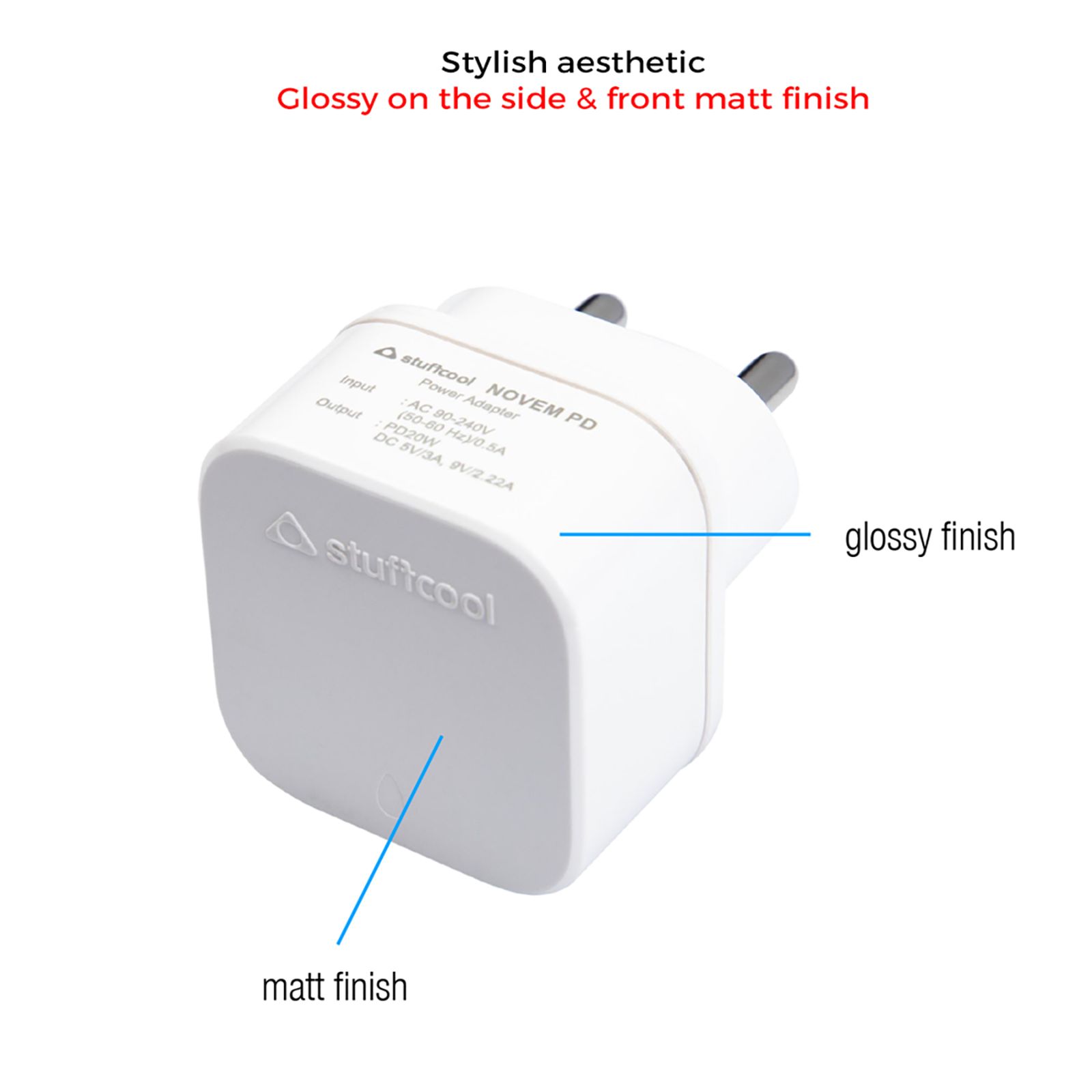Stuffcool Novem 20W Type C Fast Charger (Adapter Only, BIS Approved, White) Stuffcool Novem 20W Type C Fast Charger (Adapter Only, BIS Approved, White)_5