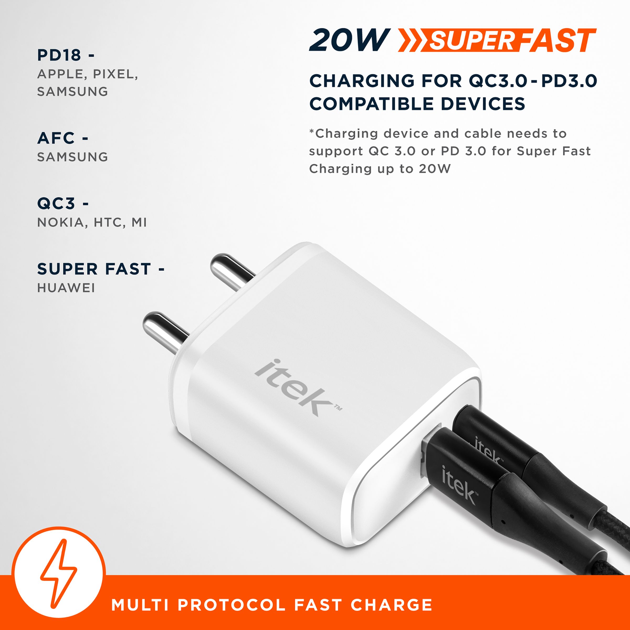 Itek 20W Type A & Type C 2-Port Fast Charger (Short-Circuit Protection, White) Itek 20W Type A & Type C 2-Port Fast Charger (Short-Circuit Protection, White)_6