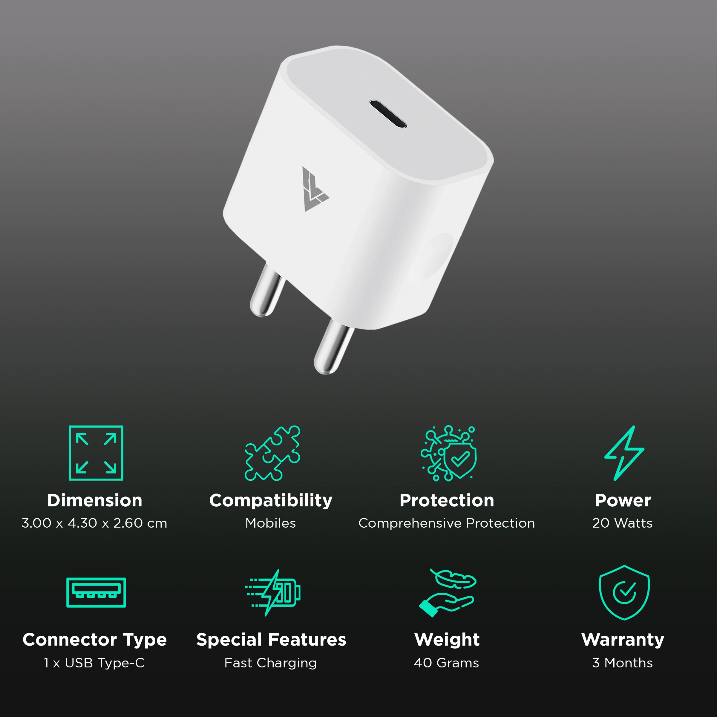 Vaku 20W Type C Fast Charger (Adapter Only, Comprehensive Protection, White) Vaku 20W Type C Fast Charger (Adapter Only, Comprehensive Protection, White)_2