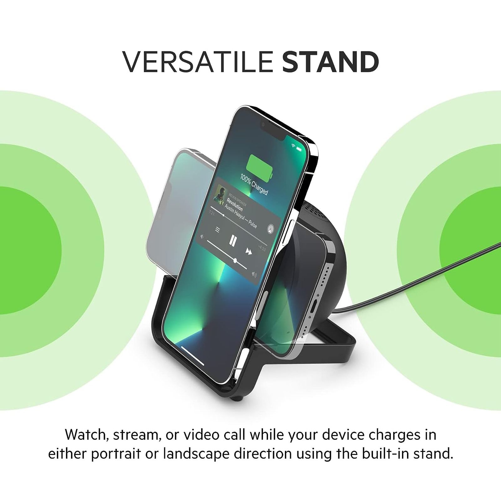belkin AUF001zbBK 10W Wireless Charger for iPhone and Android (Versatile Stand, Black)_10