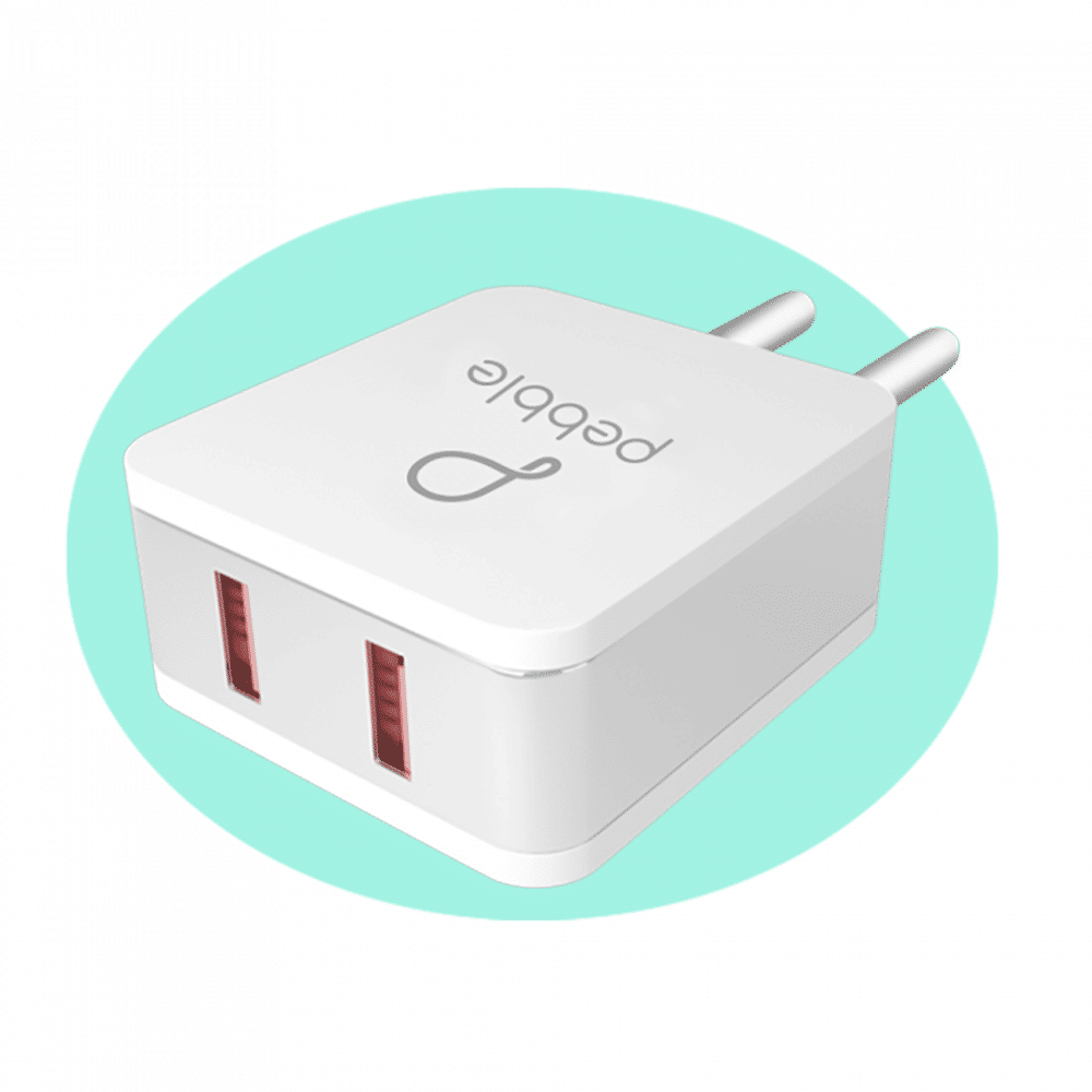 Pebble 12W Type A 2-Port Fast Charger (Type A to Lightning Cable, 10 Way Circuit Protection, White)_5