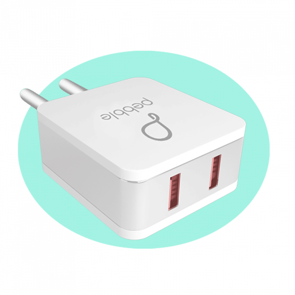 Pebble 12W Type A 2-Port Fast Charger (Type A to Lightning Cable, 10 Way Circuit Protection, White)_4
