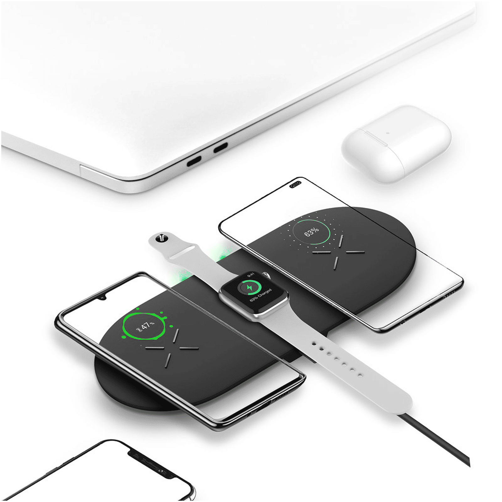 UNIGEN Unidock 300 15W 3-in-1 Wireless Charging Pad for iOS, Android, Apple Watch and AirPods (Qi Certified, Fast Charging, Black) UNIGEN Unidock 300 15W 3-in-1 Wireless Charging Pad for iOS, Android, Apple Watch and AirPods (Qi Certified, Fast Charging, Black)_7