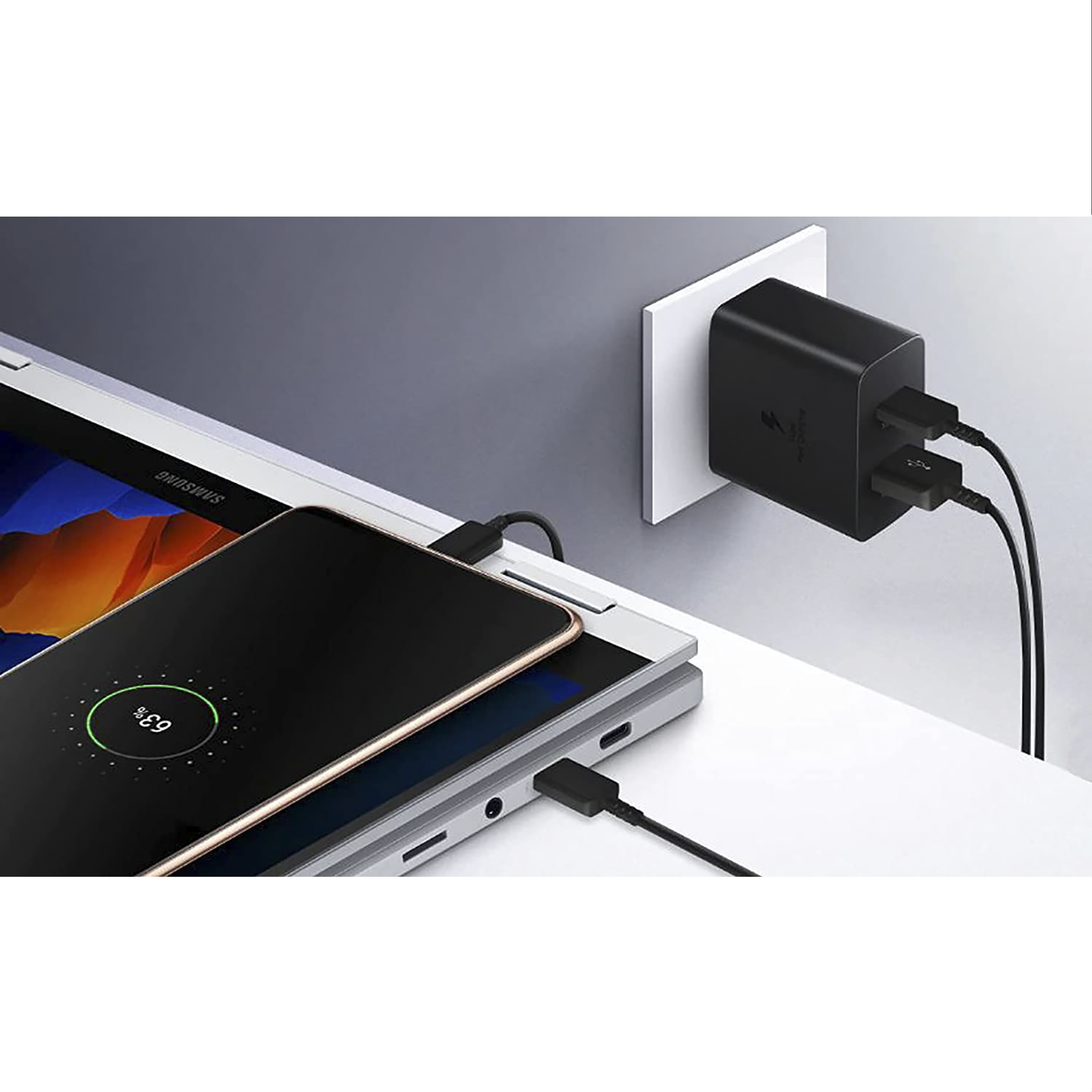 SAMSUNG Duo TA220 35W Type A & Type C 2-Port Fast Charger (Adapter Only, Support PD 3.0 PPS, Black)_6
