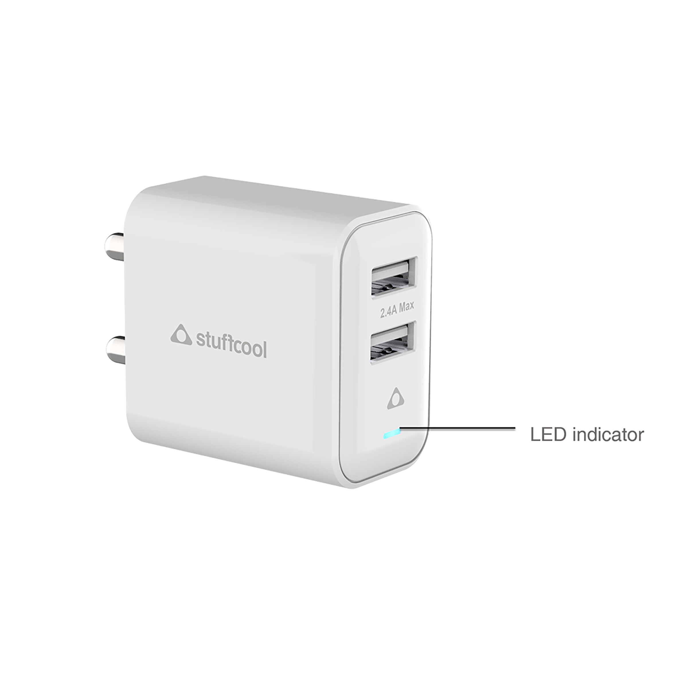 Stuffcool Flow Type A 2-Port Fast Charger (Type A to Type C Cable, Auto Detect Smart IC, White)_6