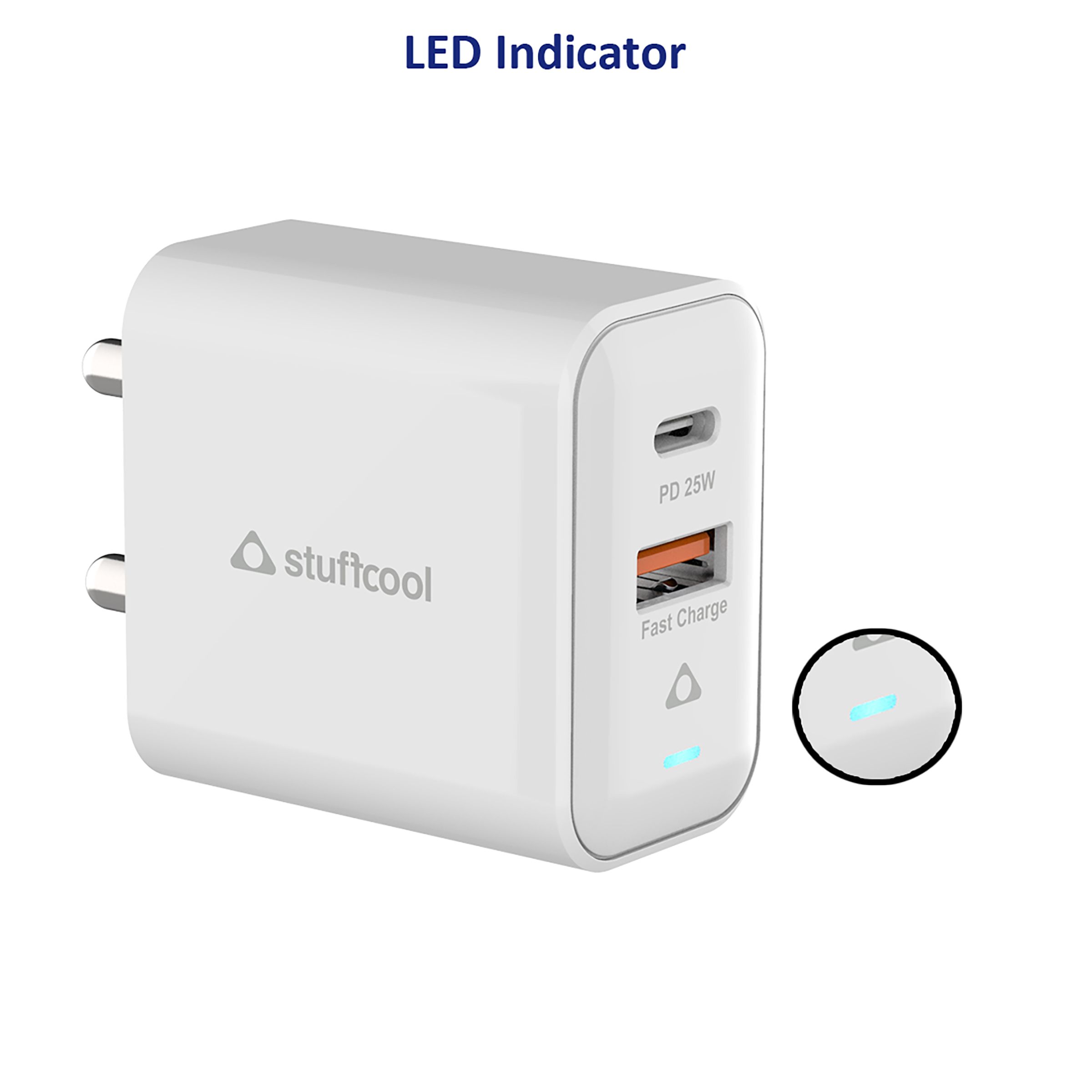 Stuffcool Flow 25W Type A & Type C 2-Port Fast Charger (Adapter Only, BIS Approved, White) Stuffcool Flow 25W Type A & Type C 2-Port Fast Charger (Adapter Only, BIS Approved, White)_4