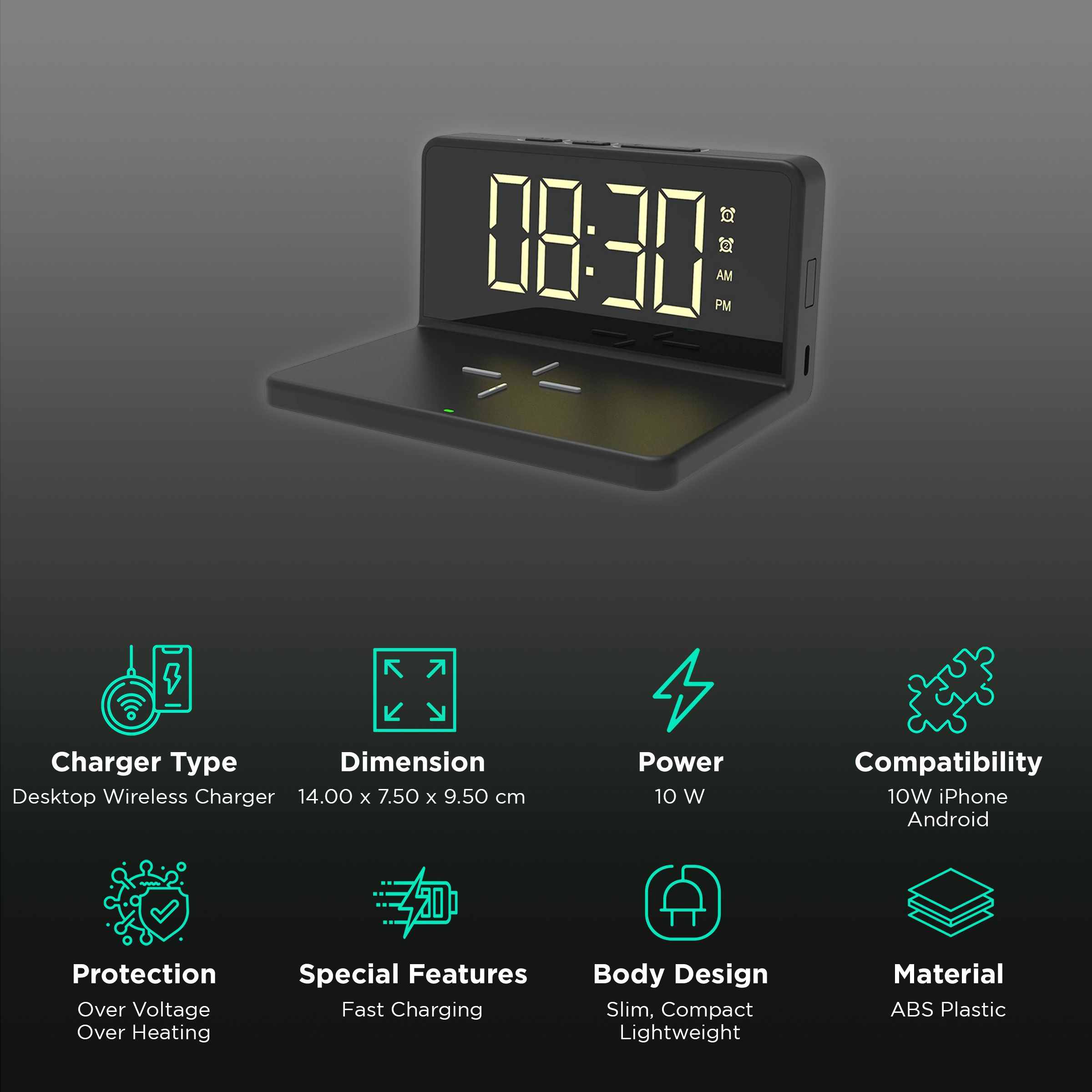 Portronics Freedom 4A 10W Desktop Wireless Charger for iOS, Android (Qi Charging, Black) Portronics Freedom 4A 10W Desktop Wireless Charger for iOS, Android (Qi Charging, Black)_2