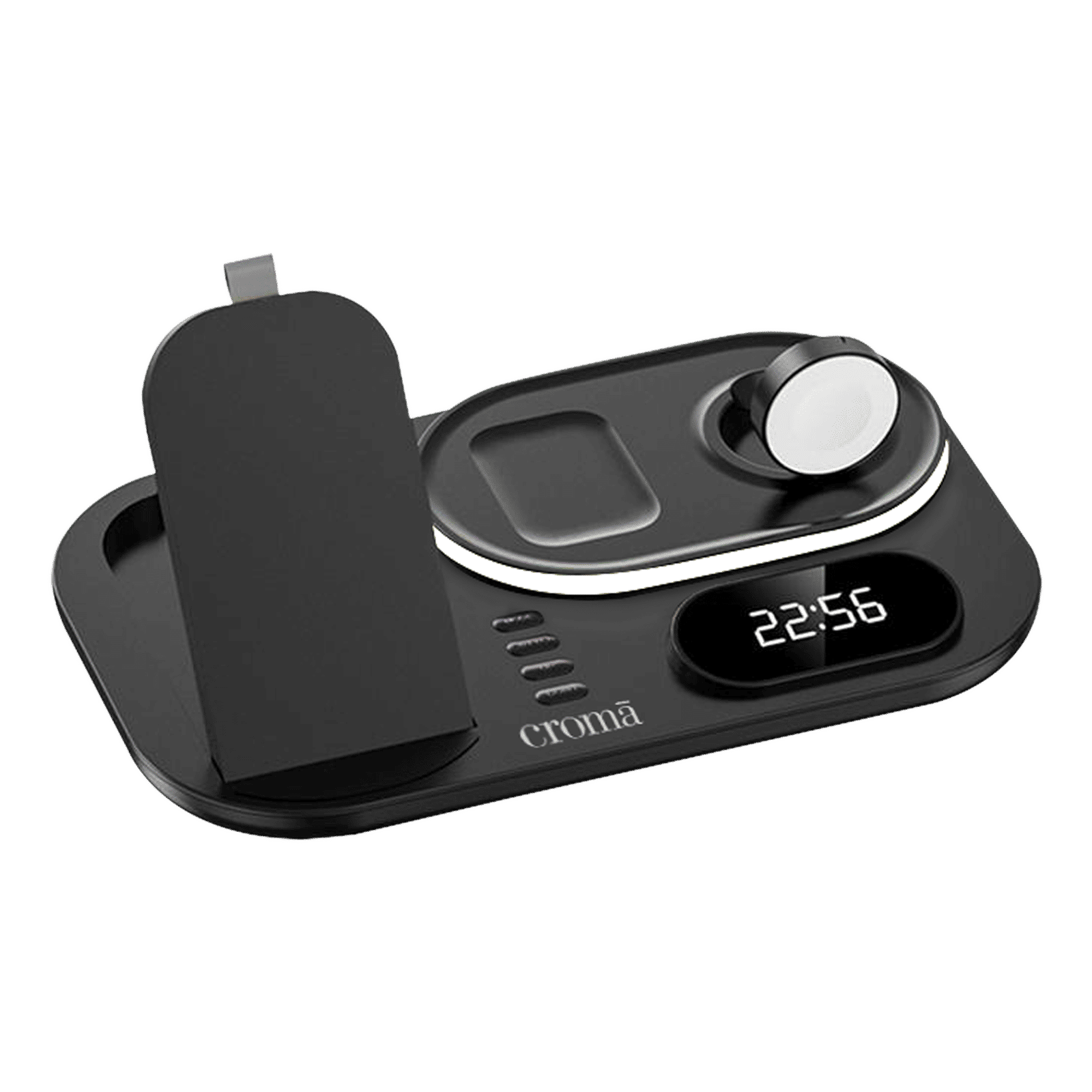 Croma 15W 4-in-1 Wireless Charger for iPhone 14, 14 Pro, 15, 15 Pro iWatch 4, 5, 6, 7, 8 & AirPods 2, Pro, 3 (Multi-Layer Protection, Black) Croma 15W 4-in-1 Wireless Charger for iPhone 14, 14 Pro, 15, 15 Pro iWatch 4, 5, 6, 7, 8 & AirPods 2, Pro, 3 (Multi-Layer Protection, Black)_1