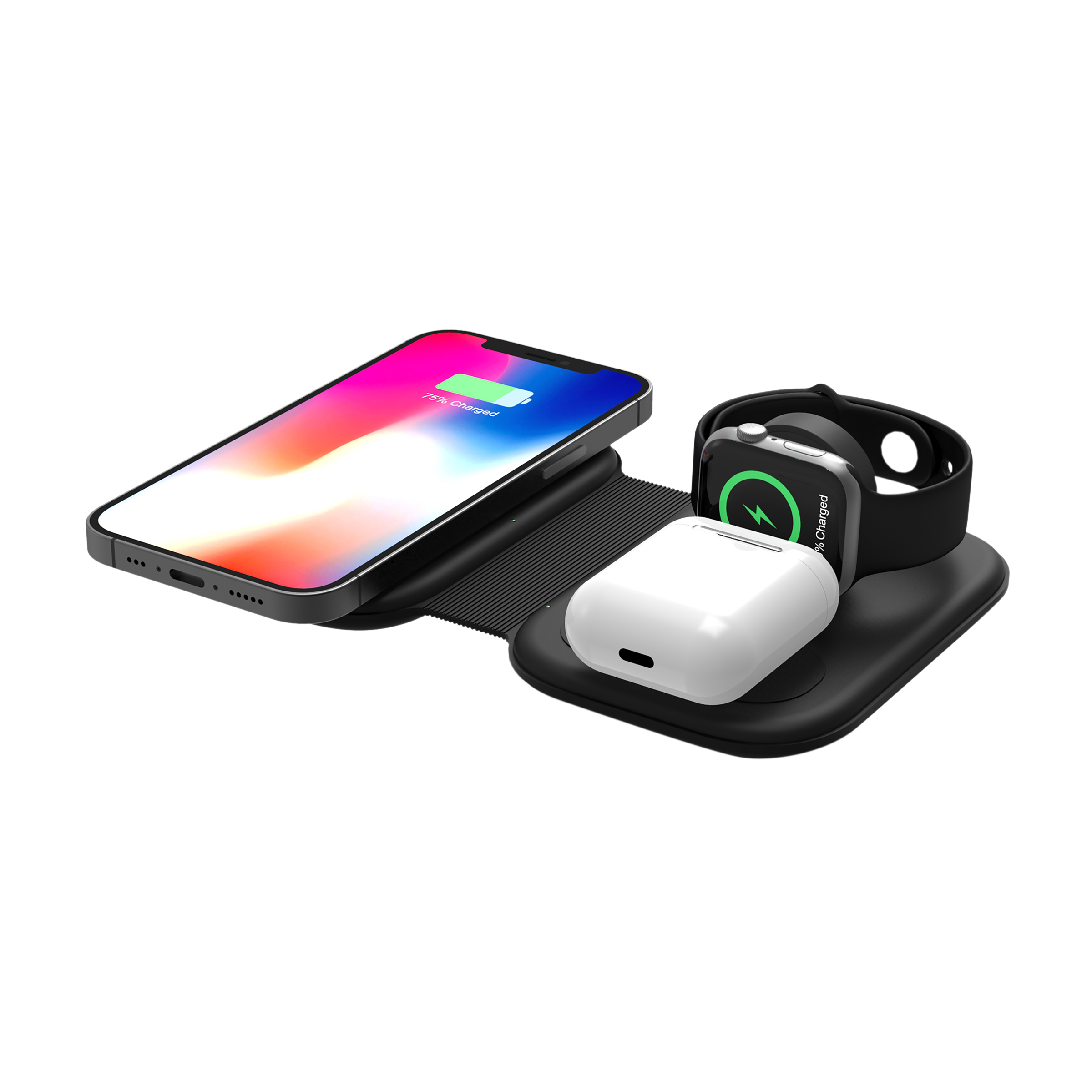 Croma 15W 3-in-1 Wireless Charger for iPhone 14, 14 Pro, 15, 15 Pro, iWatch 4, 5, 6, 7, 8 & AirPods 2, 3, Pro (Qi Compatible, Apple Compatible, Black)_1