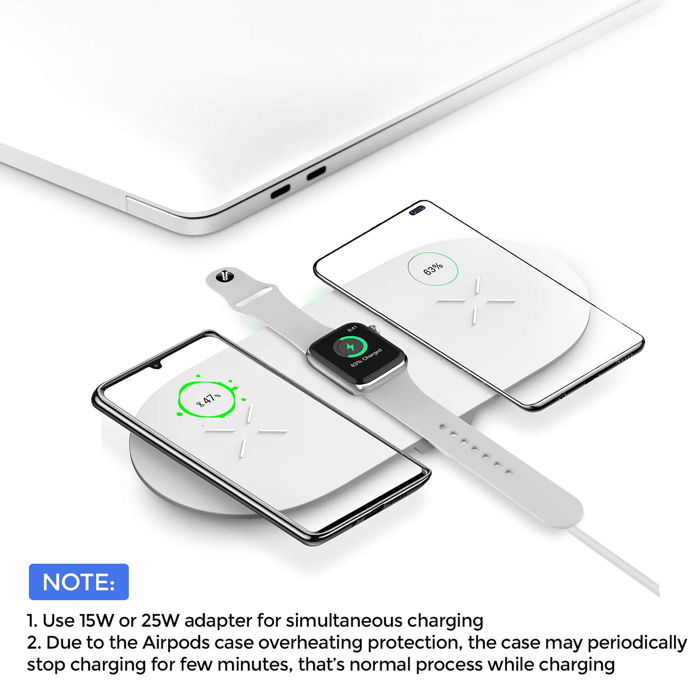 Unigen Unidock 300 15W 3-in-1 Wireless Charger for iPhone 13, 12, 11, XS, X, 8 Series/Android/iWatch 1, 2, 3, 4, 5, 6, 7, SE & AirPods (Qi Compatible, White) Unigen Unidock 300 15W 3-in-1 Wireless Charger for iPhone 13, 12, 11, XS, X, 8 Series/Android/iWatch 1, 2, 3, 4, 5, 6, 7, SE & AirPods (Qi Compatible, White)_4